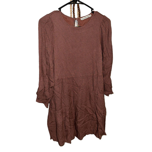 Abercrombie & Fitch Brown Polka Dot Long Sleeve Mini Dress - Picture 1 of 3